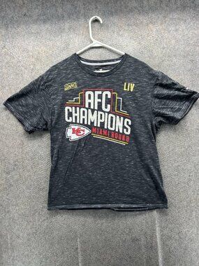 Kansas City Chiefs Shirt Mens Large Gray NFL Fanatics Super Bowl LIV AFC Champs